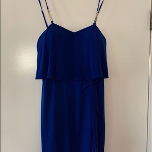 Spaghetti strap navy blue cocktail dress